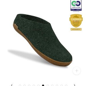 NWT Men's Size 10 Glerup Wool Slippers with Rubber soles (forest green).
